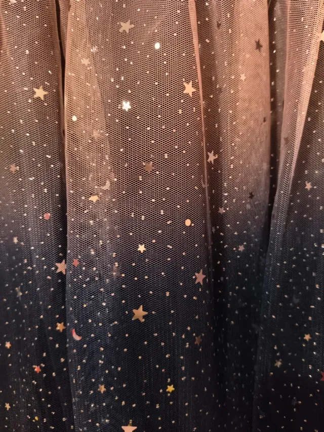 Vestido fiesta azul y rosa tul estrellas niña