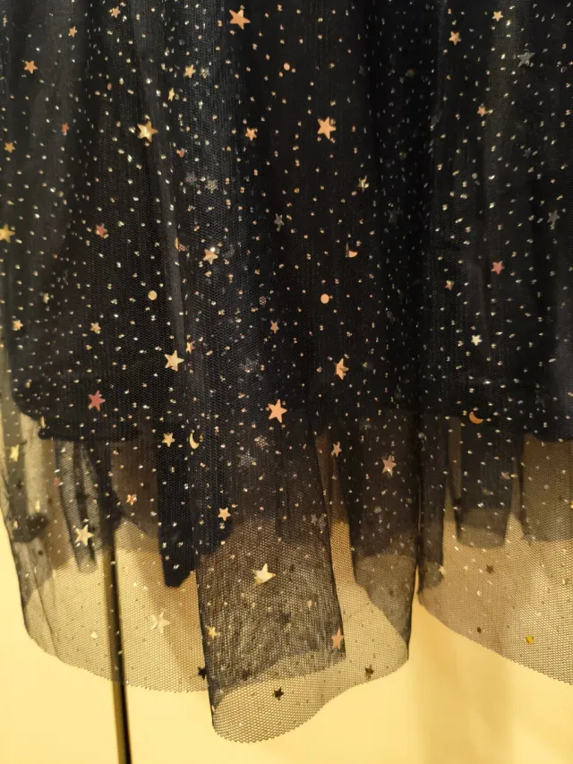 Vestido fiesta azul y rosa tul estrellas niña