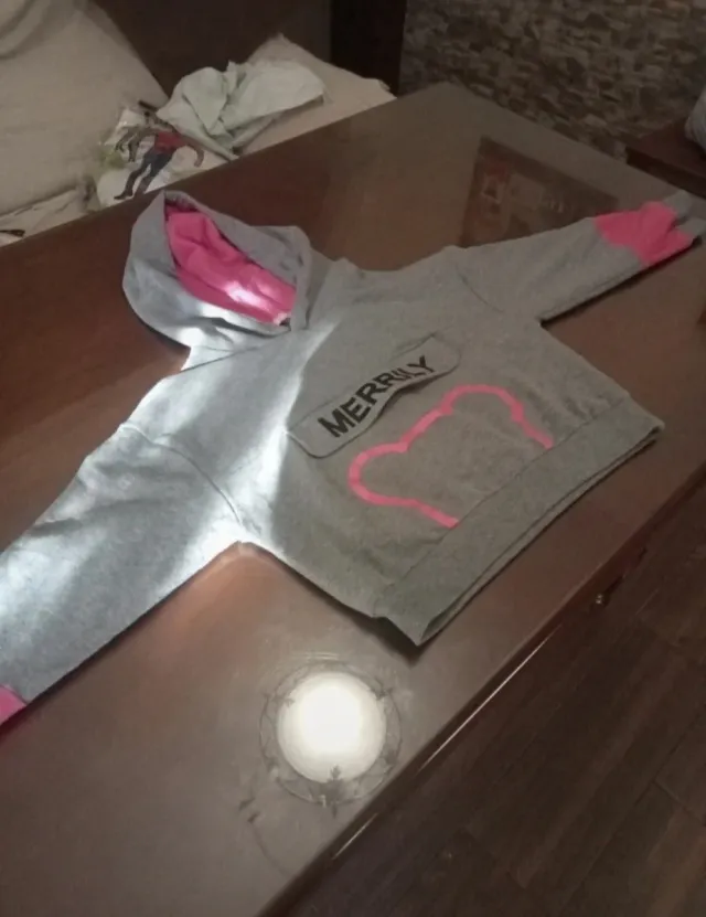 Sudadera niña gris y rosa
