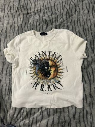 Camiseta Bershka S Estampado Dragón Sol Luna