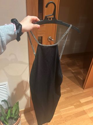 Vestido fiesta Mango negro Talla S