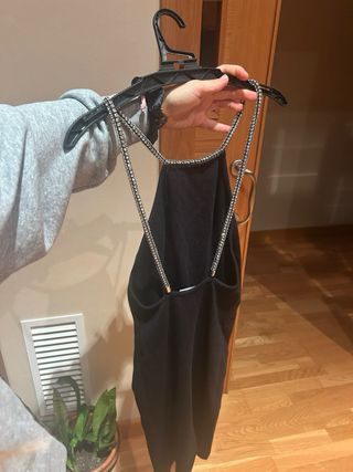 Vestido fiesta Mango negro Talla S