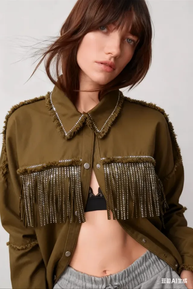 Sobrecamisa Zara con flecos y pedrería