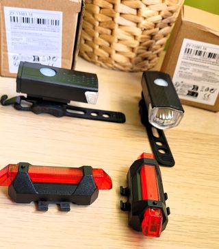 Doppio set 4 fari MTB BMX 2 anteriori + 2 posterio