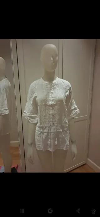 Blusón Mango Blanco Talla S