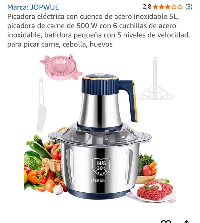 Picadora/Licuadora Alimentos 5L Acero Inox