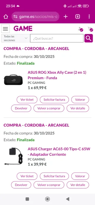 Cargador Asus ROG Xbox Ally 65W