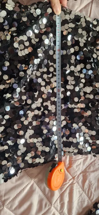 Vestido de fiesta lentejuelas negro y plata