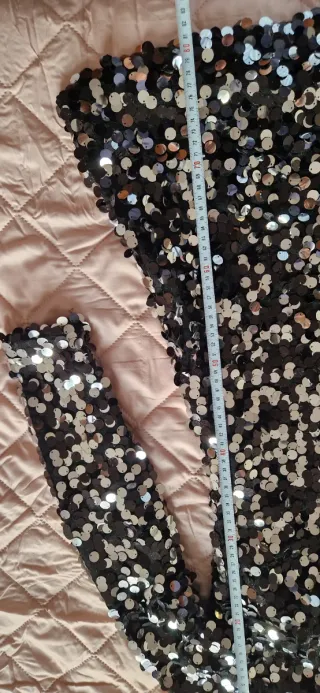 Vestido de fiesta lentejuelas negro y plata