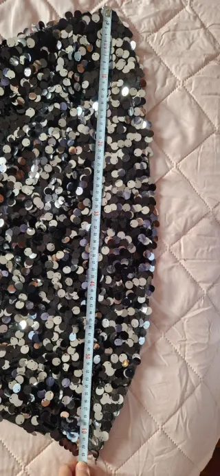 Vestido de fiesta lentejuelas negro y plata