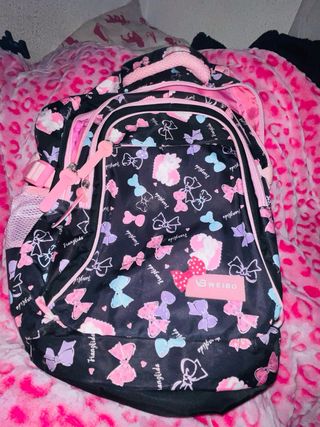 Mochila Escolar Weibo Negra y Rosa
