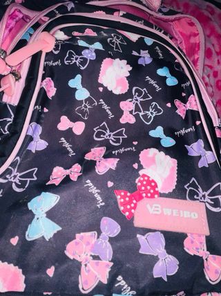 Mochila Escolar Weibo Negra y Rosa