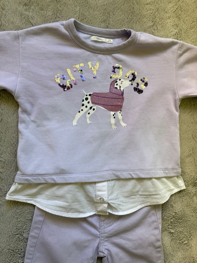 Conjunto niña sudadera y pantalón lila