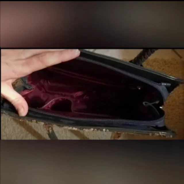 Borsa donna grigia con ricami oro