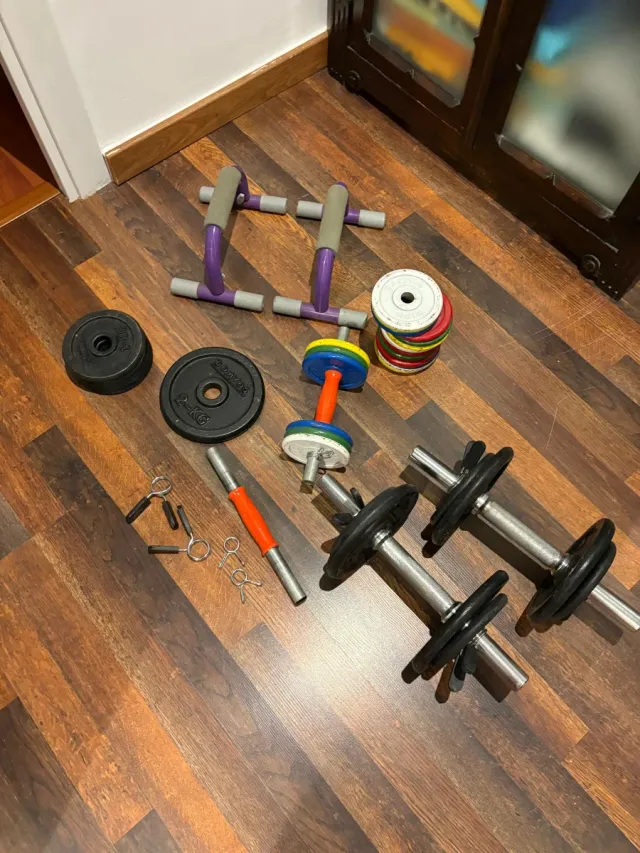 Set Pesas + Accesorios Gimnasio