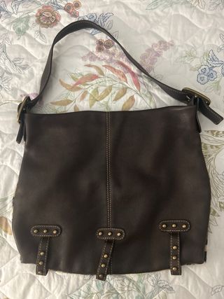 Bolso de cuero vintage grande estampado leopardo