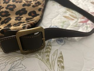 Bolso de cuero vintage grande estampado leopardo