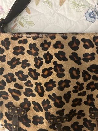 Bolso de cuero vintage grande estampado leopardo
