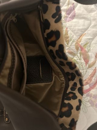 Bolso de cuero vintage grande estampado leopardo