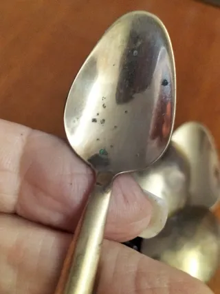 Set 6 Cucchiaini Siam Legno e Metallo Dorato