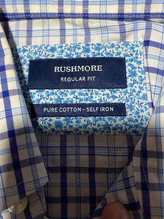 Camisa Rushmore Manga Corta Azul/Blanca