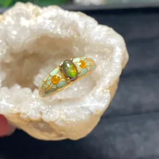 Anillo Plata Ammolita Natural