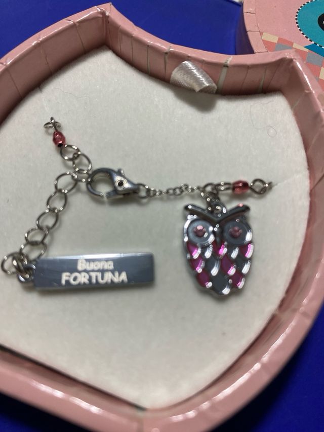 Braccialetto con ciondolo gufo Buona Fortuna
