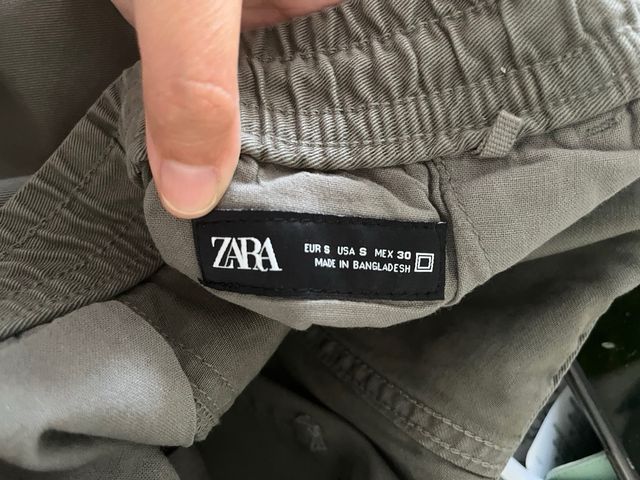 Pantalón Zara Hombre Talla S Verde/Gris