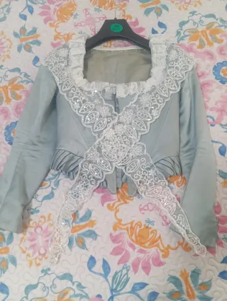 Corpiño fallera seda azul