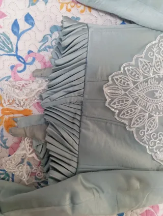 Corpiño fallera seda azul