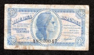 Billete 50 Céntimos República Española 1937