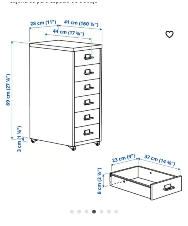 Cajonera Metálica Gris Ikea 6 Cajones