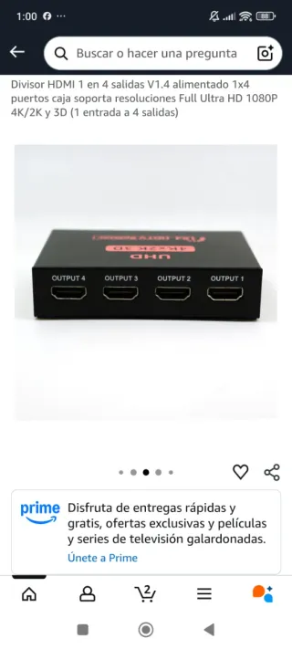 Divisor HDMI 1 en 4 Salidas GHN