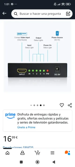 Divisor HDMI 1 en 4 Salidas GHN