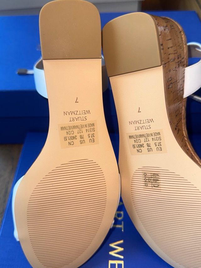 Stuart Weitzman Sandali Zeppa Pelle Bianca