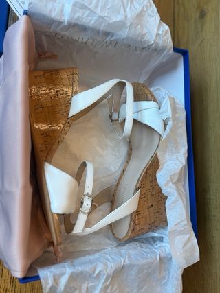 Stuart Weitzman Sandali Zeppa Pelle Bianca