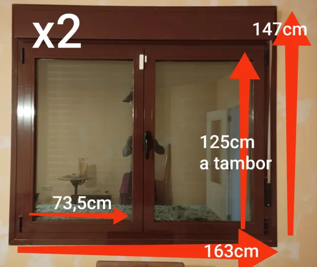 Ventana aluminio marrón