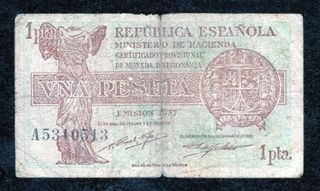 Billete 1 Peseta Española 1937