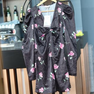 Abito Ganni Rose Nero Nuovo con Etichetta