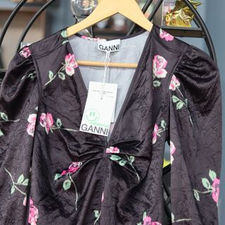 Abito Ganni Rose Nero Nuovo con Etichetta