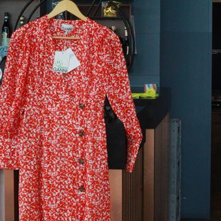 Abito GANNI stampa floreale iconica rosso