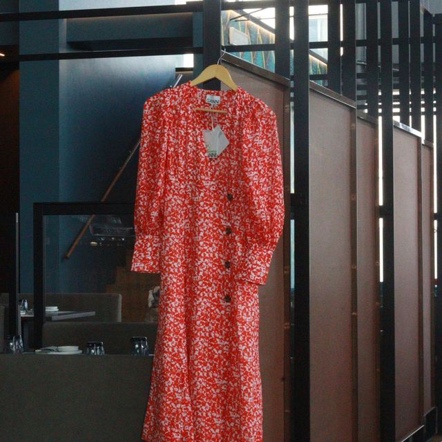 Abito GANNI stampa floreale iconica rosso