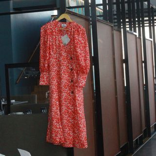 Abito GANNI stampa floreale iconica rosso