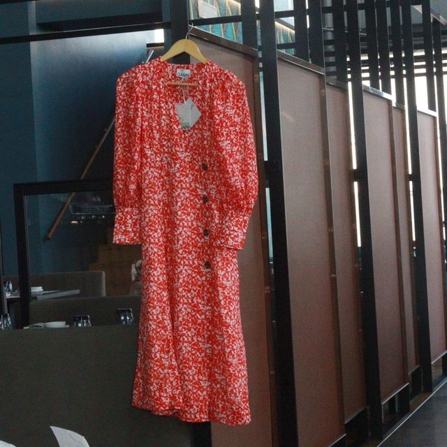 Abito GANNI stampa floreale iconica rosso