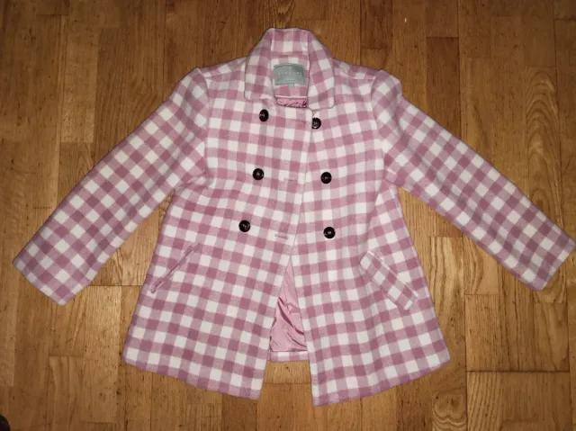 Abrigo de Paño Niña Cuadros Rosa 9-10 Años. 140cm