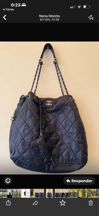 Bolso Tote Chanel Negro Piel Expandible