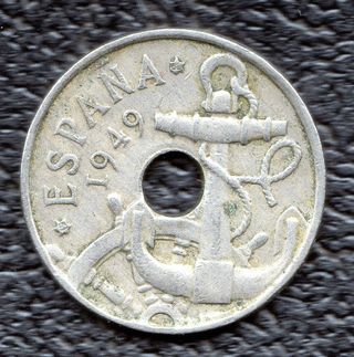 Moneda de 50 céntimos (dos reales) de 1949 19*62