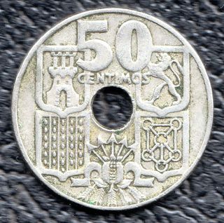Moneda de 50 céntimos (dos reales) de 1949 19*62