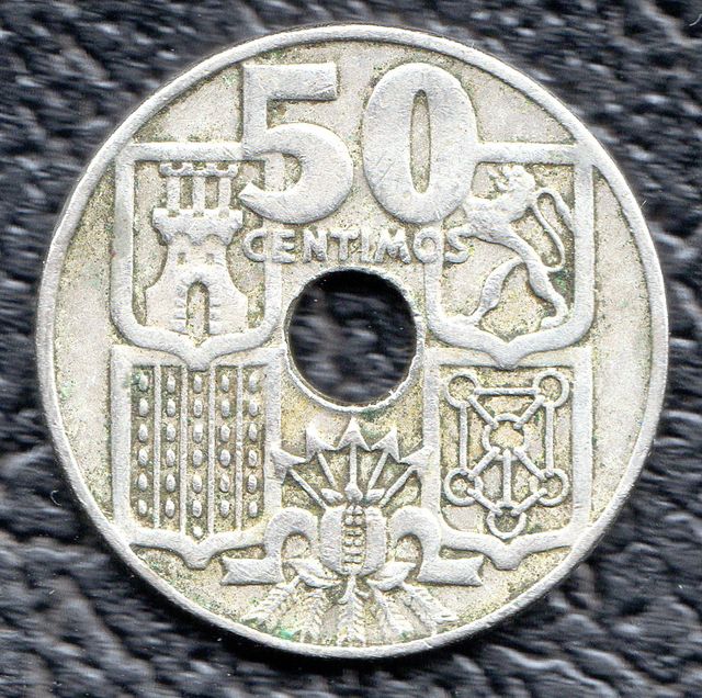 Moneda de 50 céntimos (dos reales) de 1949 19*62