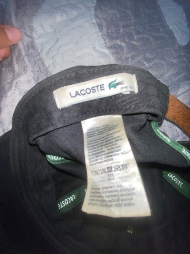 Gorra Lacoste Negra con Logo verde original